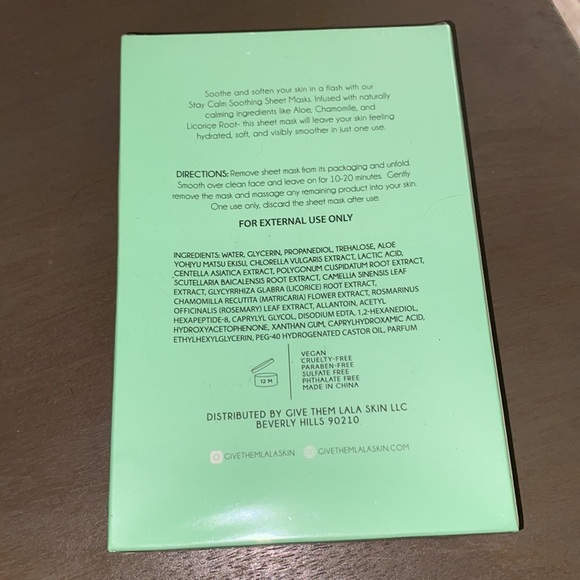 NWT #GIVE THEM LALA Stay Calm Soothing Aloe Face Sheet Masks - Picture 4 of 4